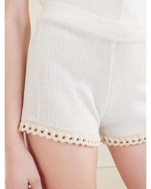 Stella McCartney White Crochet-Trimmed Cotton Shorts
