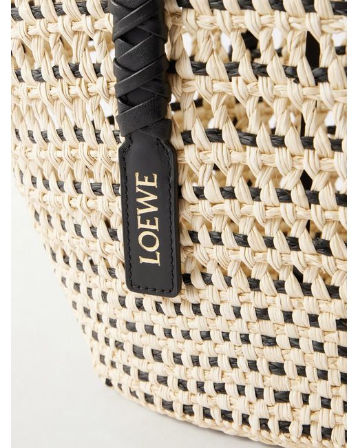 Loewe Natural Paula's Ibiza Braid Medium Leather-Trimmed Raffia Tote