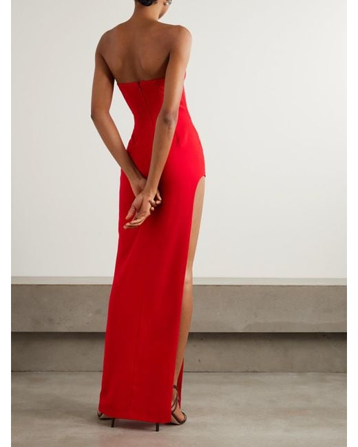 Monot Red Strapless Crepe Gown