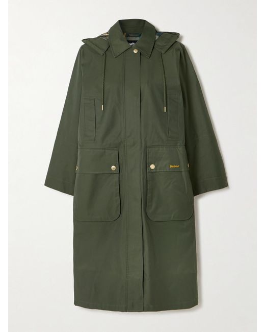 Barbour Green Maude Hooded Waxed Cotton-Blend Coat
