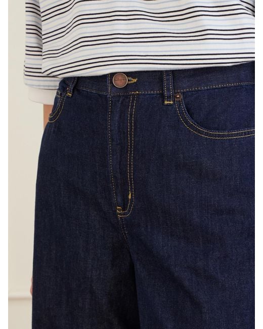 La Ligne Blue Isadora Cotton-Chambray Wide-Leg Jeans