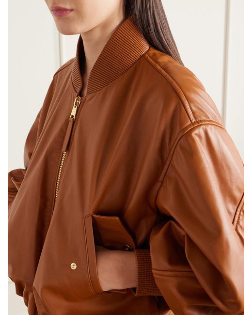 Givenchy Brown Padded Leather Bomber Jacket