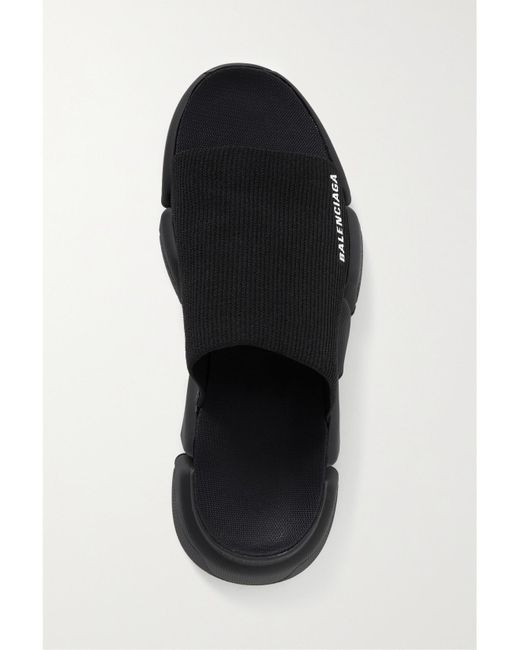 Balenciaga White Speed 2.0 Logo-Print Stretch-Knit Slides