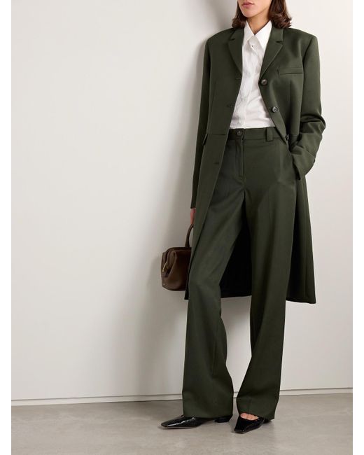Veronica de Piante Green Avery Hose Mit Weitem Bein Aus Grain De Poudre Aus Wolle