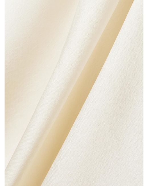Leset White Barb Lace-Trimmed Hammered-Satin Mini Dress