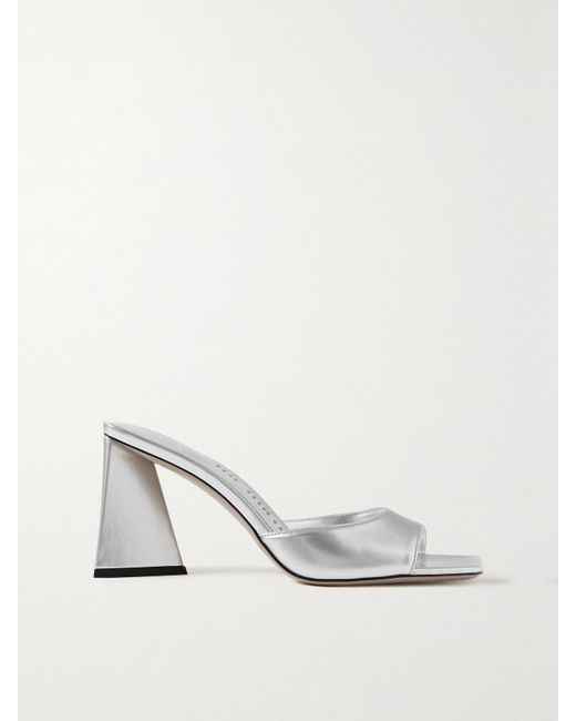 The Attico White Mini Devon Metallic Leather Mules
