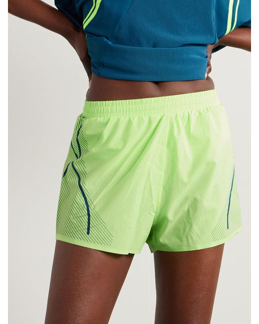 Adidas By Stella McCartney Green Truepace Printed Recycled-Ripstop Shorts