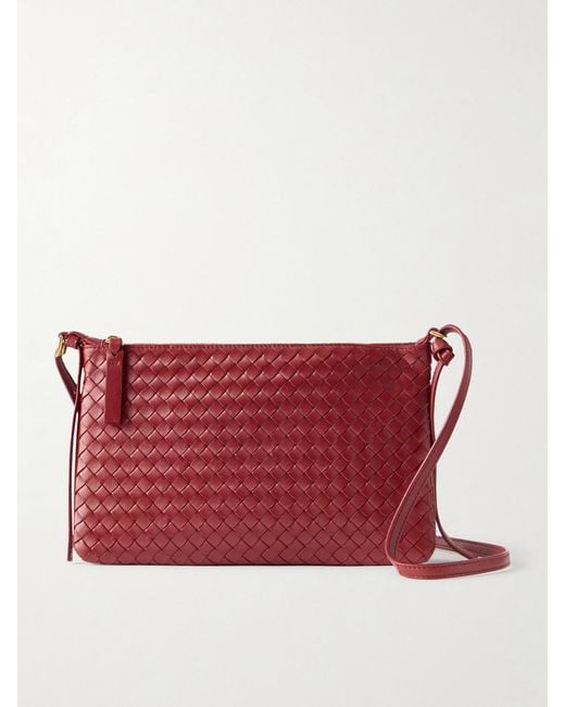 Bottega Veneta Red Gemellini Intrecciato Leather Shoulder Bag