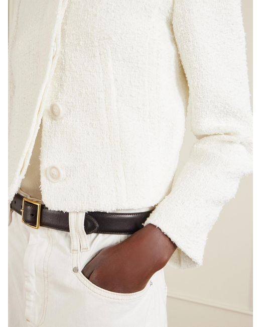 Another Tomorrow White Cropped Cotton Bouclé-Tweed Jacket