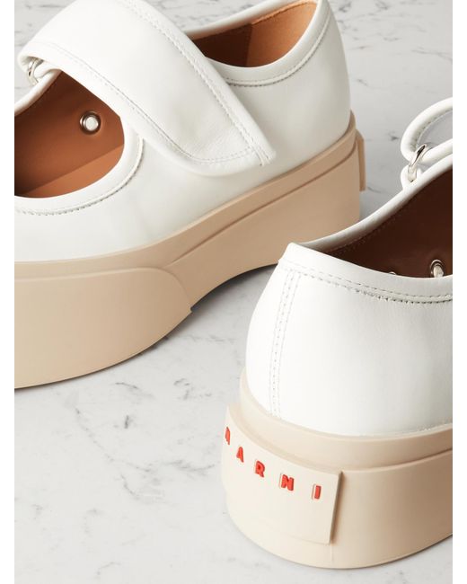 Baskets Plates-Formes Façon Babies En Cuir Pablo Marni en coloris White