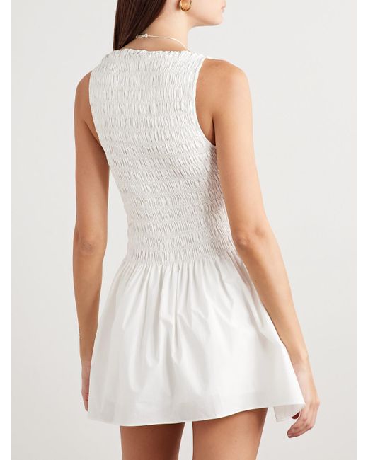 Faithfull The Brand White Noa Minikleid Aus Baumwollpopeline Mit Raffungen