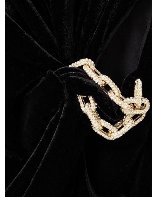 Self-Portrait Black Embellished Velvet Mini Dress