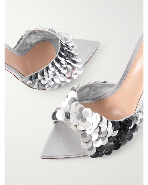Gianvito Rossi Natural 105 Sequined Mesh Mules