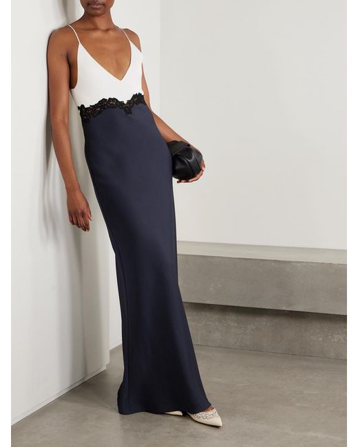 Gabriela Hearst Blue Amaryllis Lace-Trimmed Silk Maxi Dress