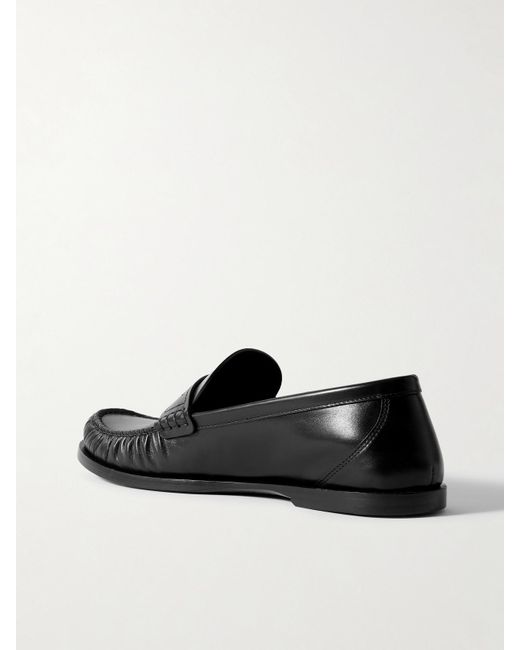 Saint Laurent Black Laurent Glossed-Leather Loafers