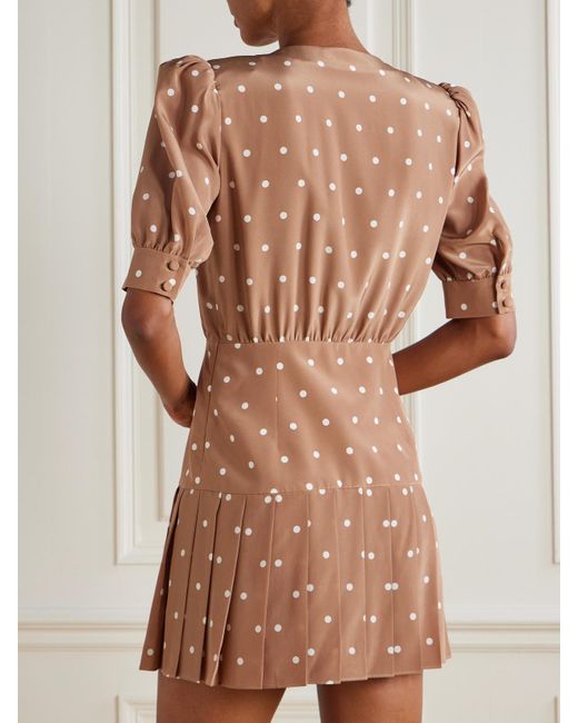 Alessandra Rich Brown Crystal-Embellished Pleated Wool-Blend Crepe Mini Dress
