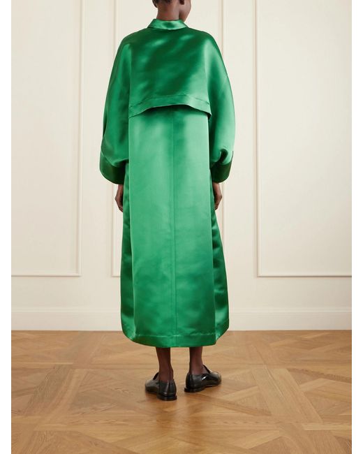 Givenchy Green Belted Silk-Satin Shirt Dress