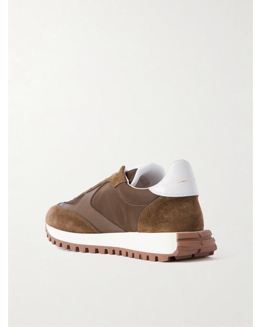Gianvito Rossi Brown Gravel Suede, Leather And Shell Sneakers
