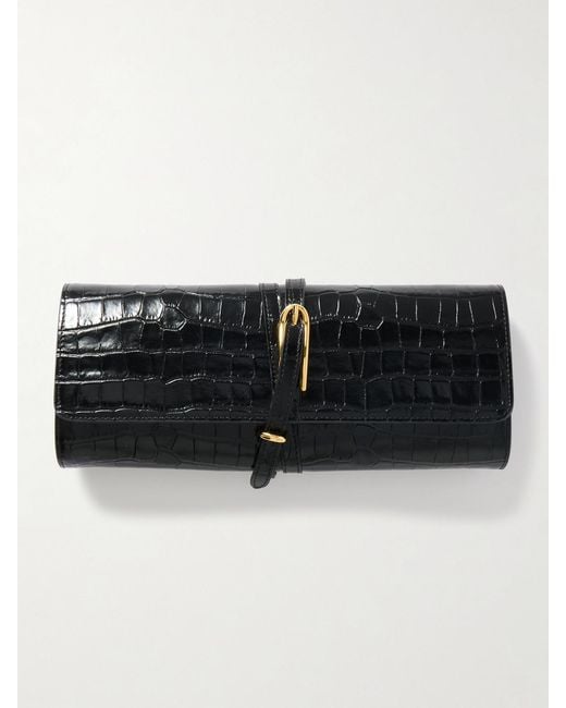 Liffner Black Belted Croc-Effect Leather Clutch