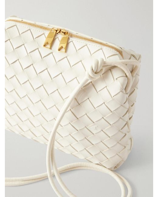 Bottega Veneta White Loop Small Intrecciato Leather Shoulder Bag