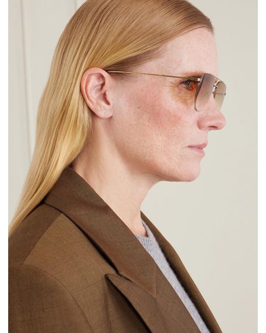 Barton Perreira Natural Mcnair Aviator-Style Metal Sunglasses