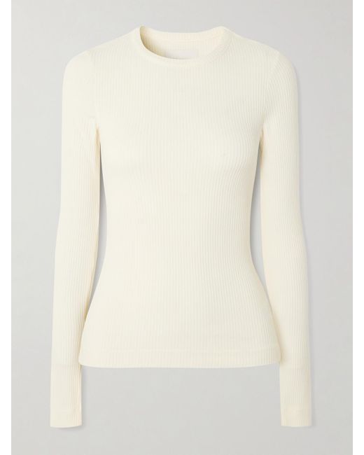 Citizens of Humanity Natural Bina Ribbed Stretch-Lyocell And Organic Cotton-Blend Top