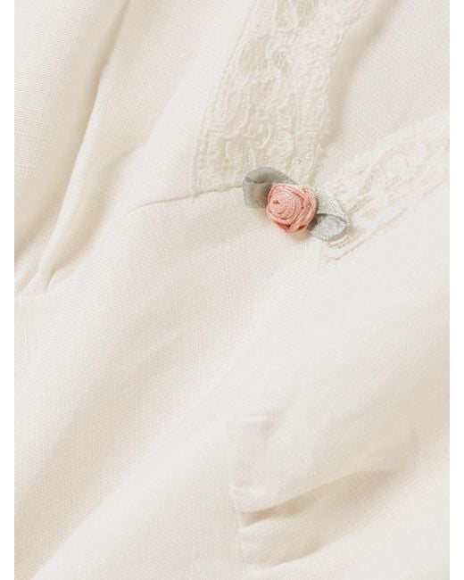 Robe Midi En Lin Mélangé À Finitions En Dentelle Clarice Rixo en coloris White