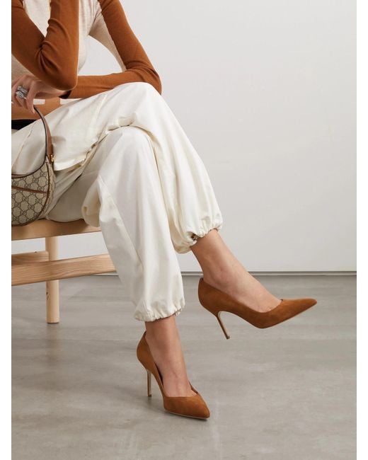 Manolo Blahnik Brown Bb 90 Suede Pumps