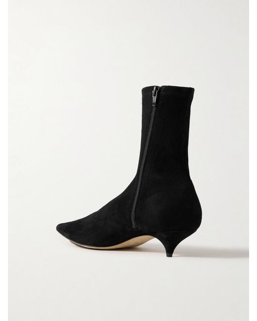 The Row Black Uxor Suede Ankle Boots