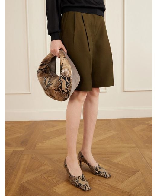 Khaite Metallic Olivia Medium Snake-Effect Leather And Suede Bag