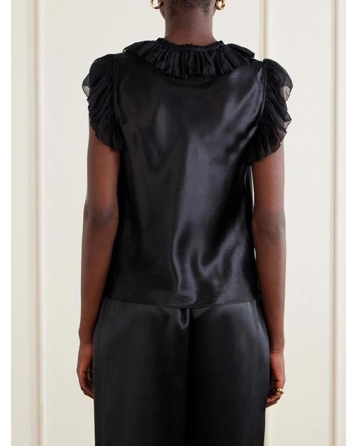 Ulla Johnson Black Ilyana Ruffled Silk Blouse