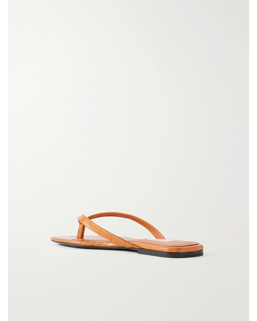 Totême  Orange Croc-Effect Leather Flip Flops