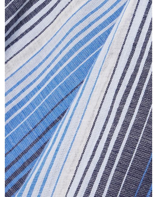 Lemlem Blue Mita Striped Cotton-Gauze Blouse