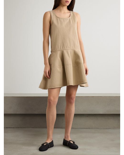 Alaïa Natural Tiered Denim Mini Dress