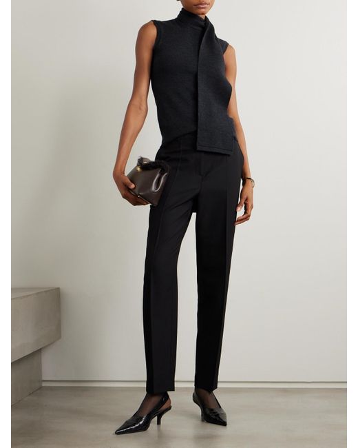 Totême  Black Draped Recycled Wool-Blend Sweater