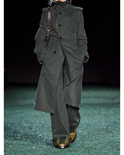 Burberry Gray Checked Twill-Trimmed Brushed Cotton-Blend Wide-Leg Pants