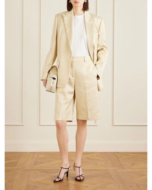 Another Tomorrow Natural Oversized Twill Blazer