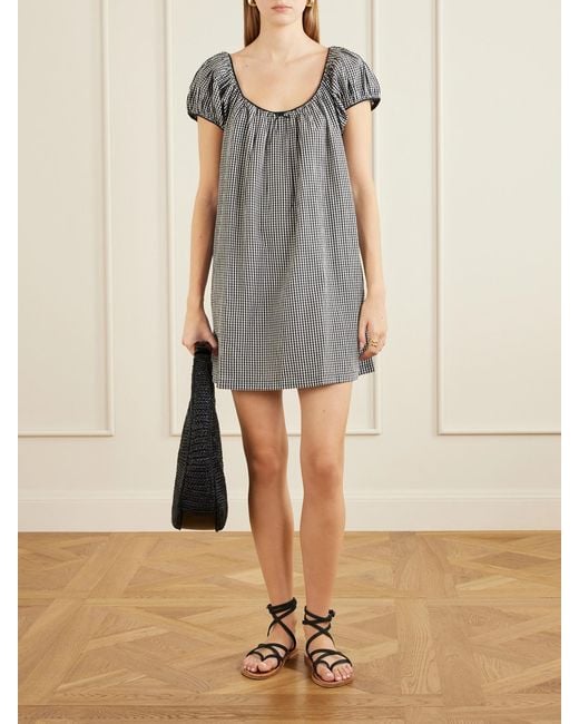 Doen Gray Julia Gingham Organic Cotton-Poplin Mini Dress