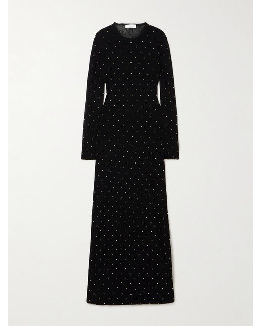 Rabanne Black Studded Wool Maxi Dress