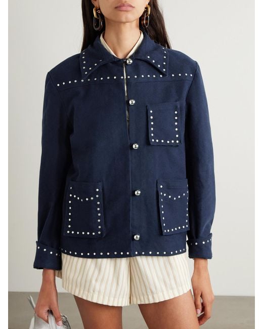 Alix Of Bohemia Blue Jude Studded Cotton-Twill Jacket