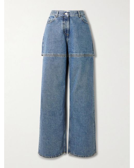 The Attico Blue Cutout Paneled Boyfriend Jeans