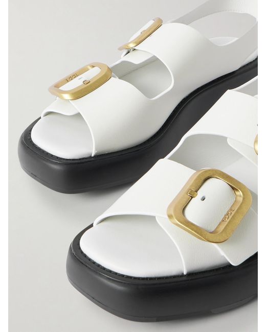 Tod's White Leather Sandals
