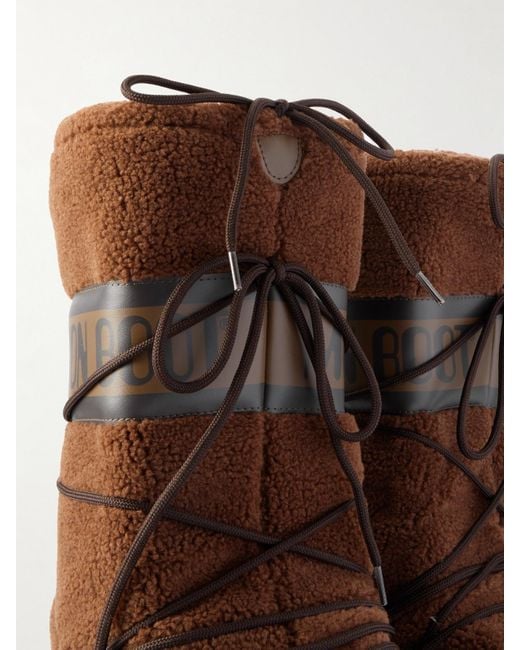Moon Boot Brown Icon Leather-Like Trimmed Fleece Snow Boots