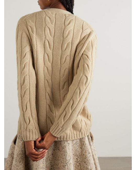 Loro Piana Natural Napier Cable-Knit Cashmere Cardigan