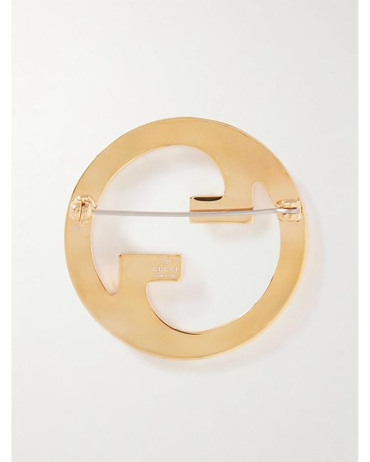 Gucci Metallic Blondie Goldfarbene Brosche Mit Kristallen