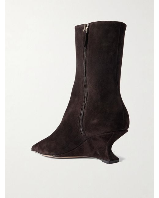 Paris Texas Black Nina Suede Wedge Ankle Boots
