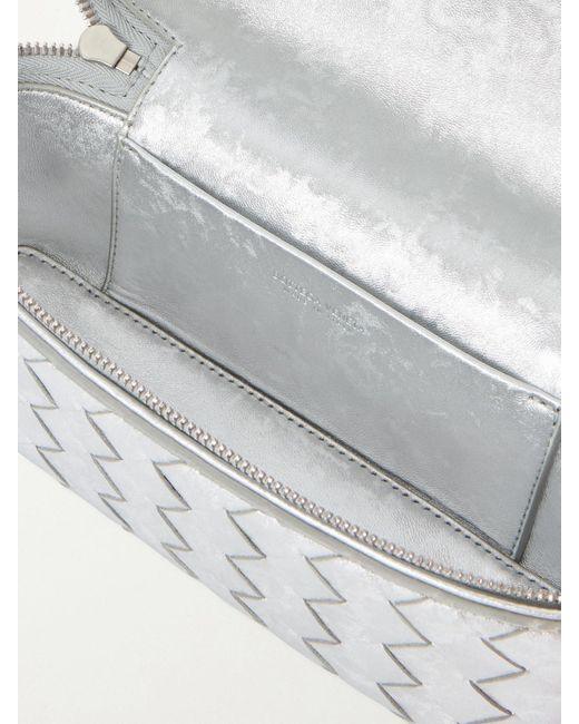 Bottega Veneta Gray Bang Bang Intrecciato Distressed Metallic Leather Tote