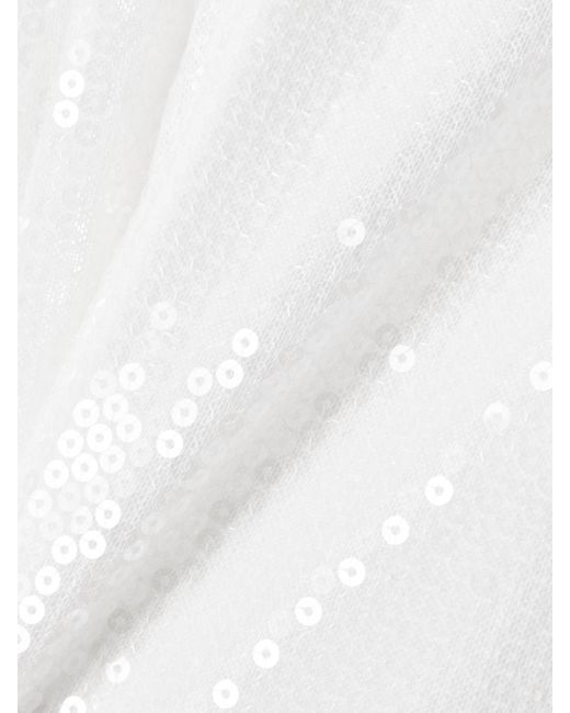 Alex Perry White Bikini Sequined Mesh Gown