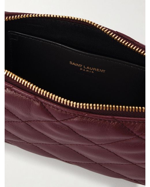 Saint Laurent Purple Cassandre Bijou Quilted Textured-Leather Pouch