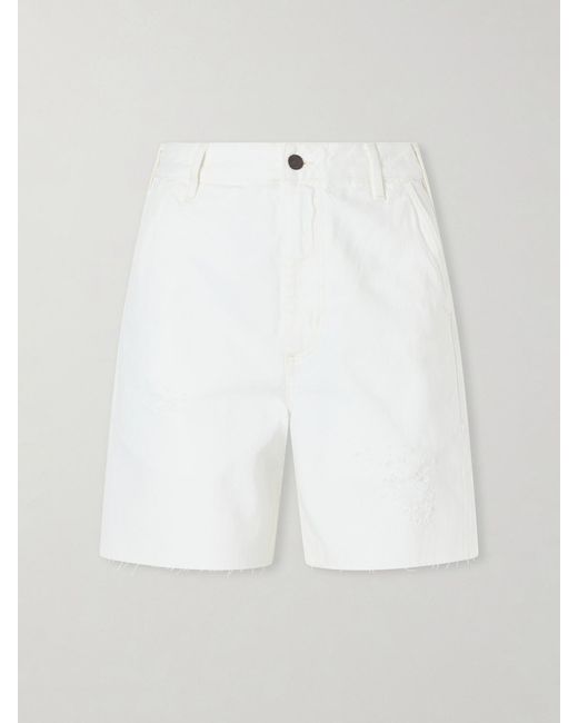 Kallmeyer White Elias Skate Organic-Cotton Denim Shorts